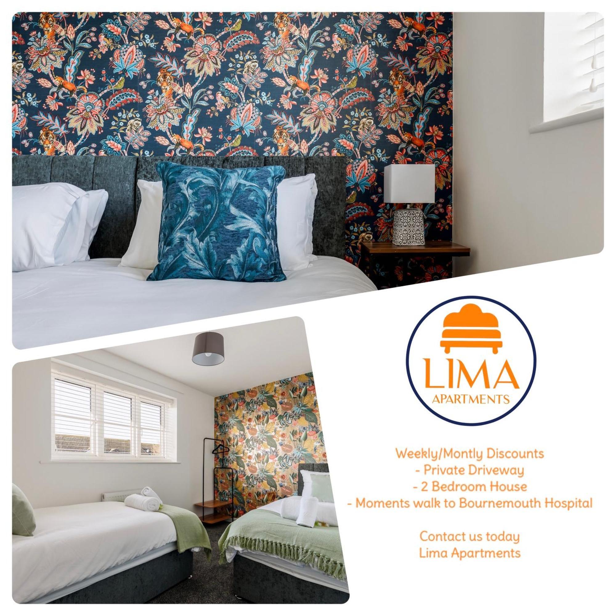 2 Bedroom House-Driveway - Bournemouth Hospital - Long Stay Discounts - Lima Apartments Ltd Екстер'єр фото